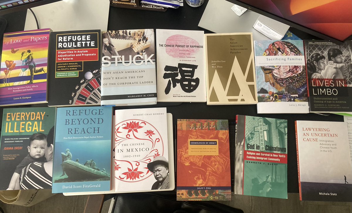 A very good day! Came in and saw all these newly purchased books on my desk—Thank you CSULA! #letsgettowork