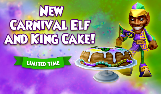 Let them eat king cake! 🍰

The new Carnival Elf Pet and Carnival King Cake Housing Item are now in the Crown Shop! As a royal treat, redeem the code 'KINGCAKE' before 11:59 PM CT for one FREE Carnival King Cake Housing Item! wizard101.com/game/CarnivalC… #Wizard101