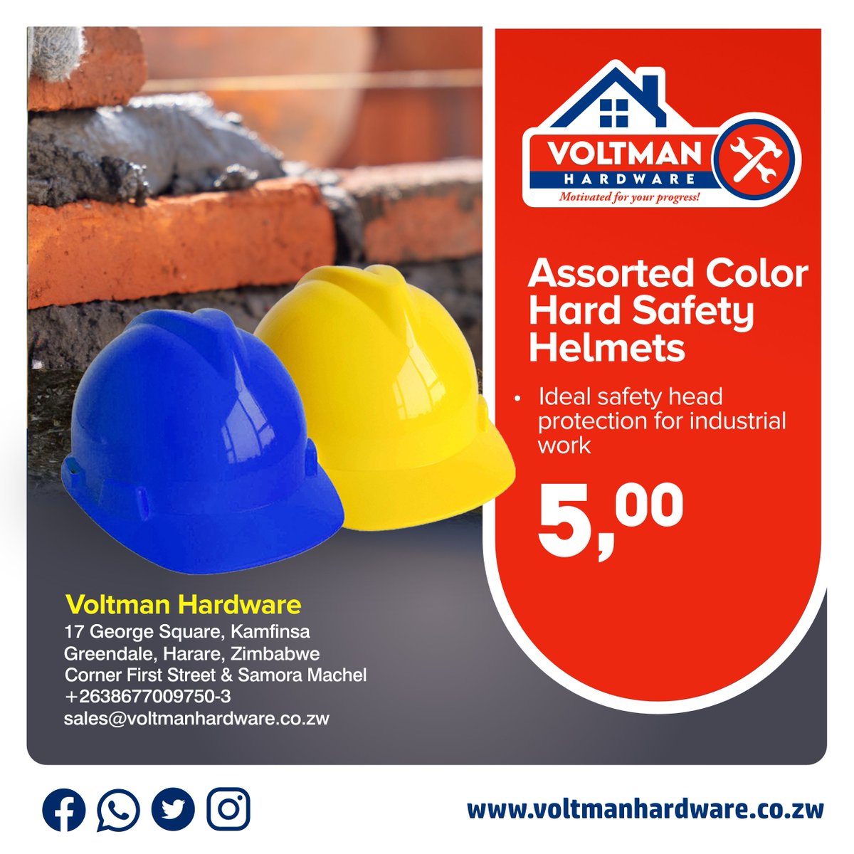 VoltmanHardware's tweet photo. At Voltman Hardware we believe safety comes first in all we do. Get the best deal for your safety helmets from us. Available in assorted colours.
#VoltmanHardware
#DIYGiant
#Hardware https://t.co/AW9PxYWZzX