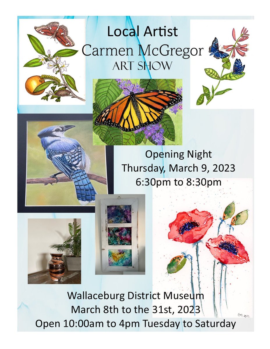 Carmen McGregor will be at the Museum for the Month of March.  Open House Thursday, March 9th, 2023, please join us