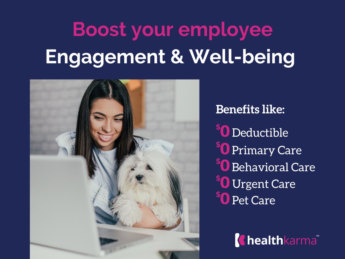 HealthKarmaApp's tweet photo. Looking for an affordable and convenient way to increase #EmployeeEngagement and #Wellbeing? Look no further than Health Karma! 

--> https://t.co/Gma3j7do84

#healthbenefits #employeebenefits #employees  #benefits #healthcare #telehealth https://t.co/endE7CuTfP