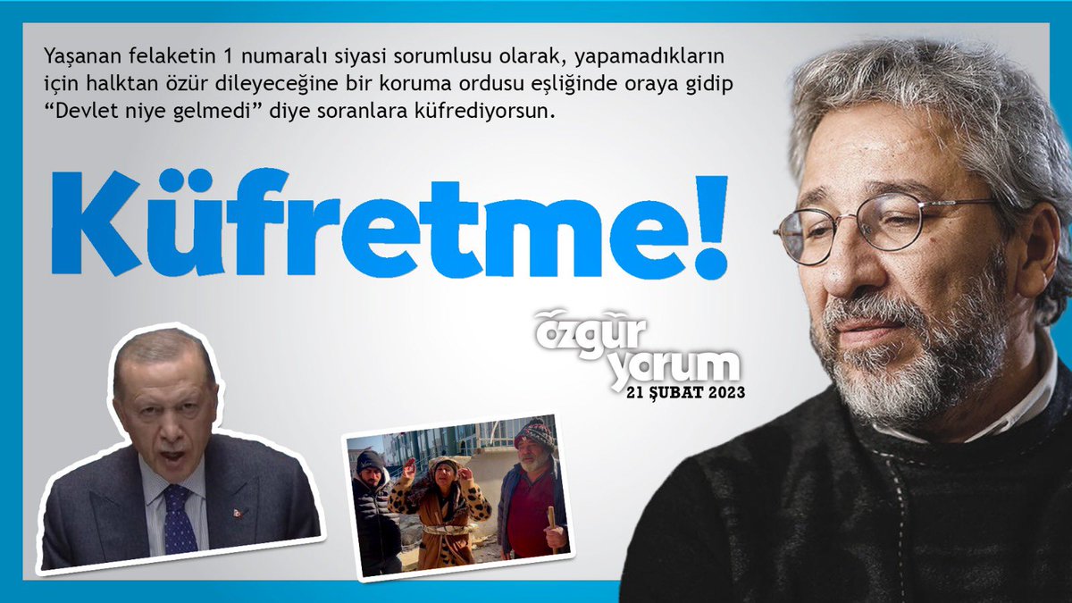 Sıkıysa polis barikatının ardından küfretmekten vazgeç de, korumalarını bırakıp tekbaşına git,  üç gün çocuğunun “imdat” çağrısını dinleyerek çaresizce bir iş makinesi beklemiş bir ana-babaya söyle o küfürleri…
Günün Yorumu:👇
youtu.be/As-BiFlpOck