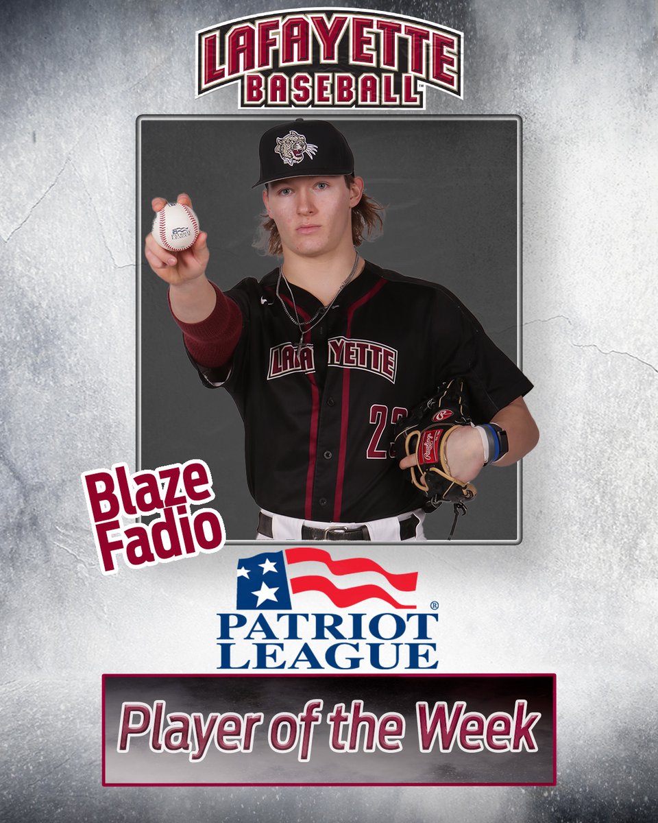 LafayetteBsbl's tweet photo. Congratulations to Blaze Fadio for being selected Patriot League Player of the Week and Ethan Swidler for being selected Patriot League Rookie of the Week ❗️🐾⚾️

📰|https://t.co/sQHm39CwRu 

#RDP https://t.co/U17gDvtJ1Q
