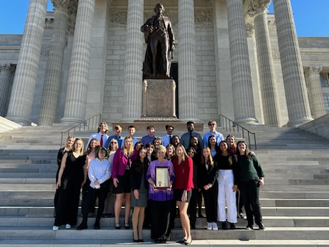 JeffCityStuco's tweet photo. We made an important visit to the capitol today so that @GovParsonMO could declare the week of @MASCstuco State "Student Council Week." It was such an honor! https://t.co/XSslDBiQdk