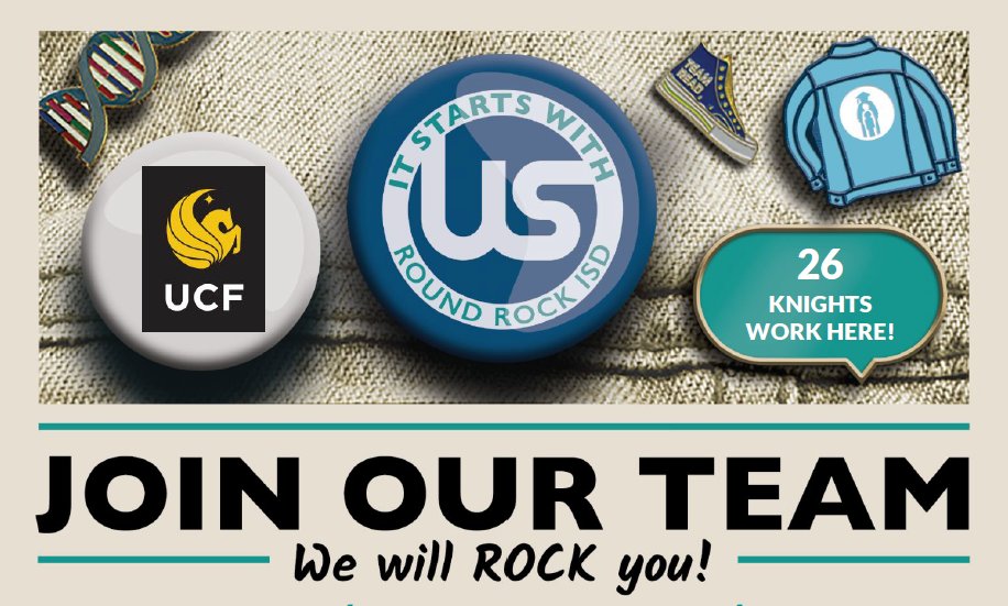 Attention <a href="/UCFTeacherEd/">UCF School of Teacher Education</a> upcoming graduates! <a href="/RRISD_HRS/">Round Rock ISD HRS</a> is excited to invite you to participate in our on-site interviews on March 10, 2023. Sign up today through Handshake to secure your teaching position for next year!