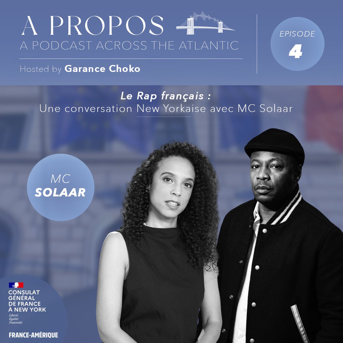 #PODCAST He’s France’s most influential rapper and he was recently in New York City!⁠ <a href="/McSolaarBack/">MC☆SOLAAR</a> discusses 🇫🇷 hip hop and his 🇺🇸 influences in the latest episode of #APropos, from our friends and partners at @FranceInNYC.⁠

➡️ Listen to the episode: newyork.consulfrance.org/french-rap-a-n…