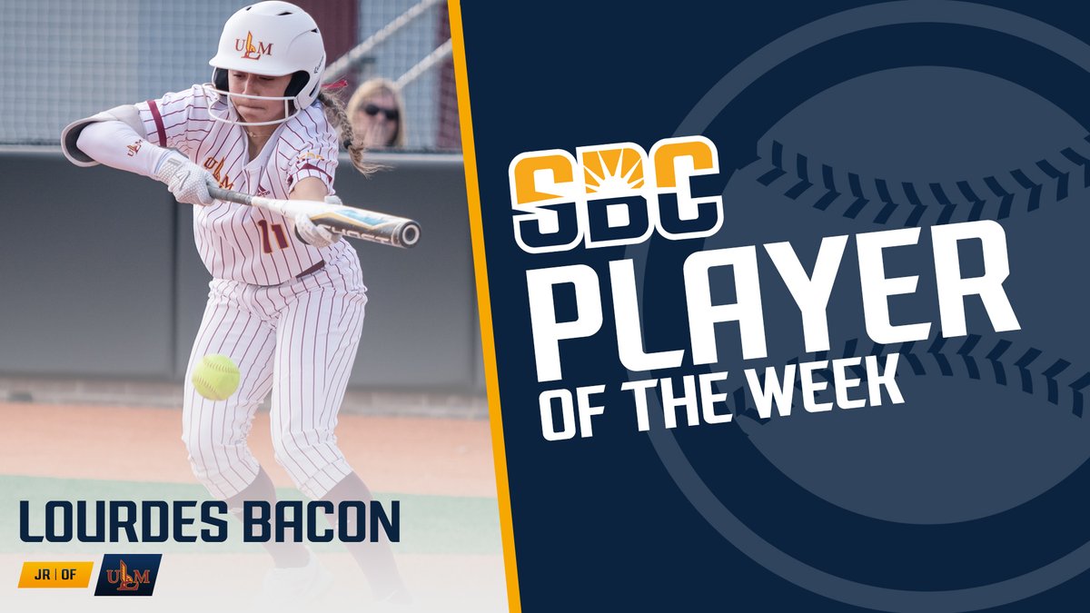 𝗟𝗢𝗢𝗞 𝗔𝗧 𝗟𝗢𝗨𝗥𝗗𝗘𝗦.

<a href="/ULM_Softball/">ULM Softball</a>’s Lourdes Bacon hit .500 (11-of-22) in 7 games, scored 7 runs, drove in 2 runs and went 8-for-8 in base stealing as the Warhawks posted a 4-3 record last week. She’s the #SunBeltSB Player of the Week ☀️🥎

📰 » sunbelt.me/3SgJkEe