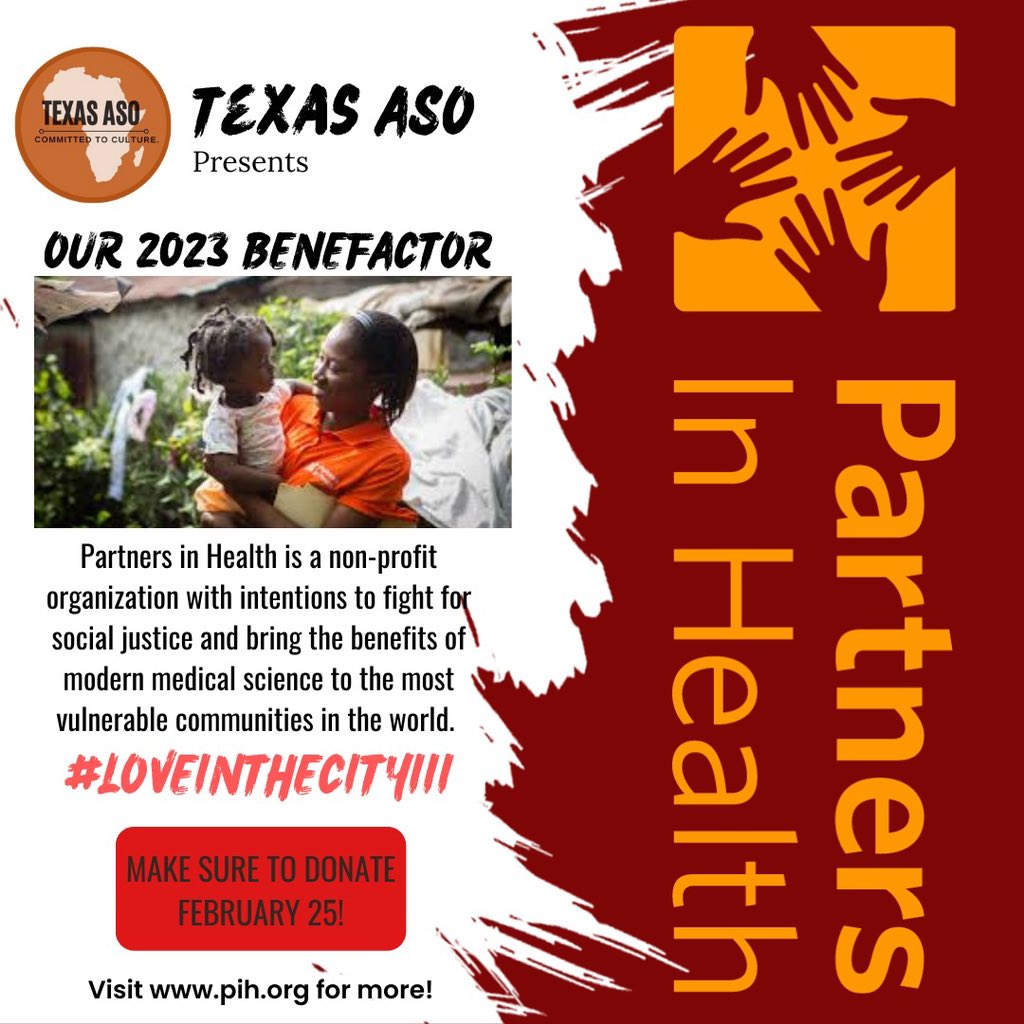 Texas_ASO's tweet photo. With Love In The City III approaching we wanted to introduce the organization we are partnering with called Partners in Health! All the donations and bids made will be going to this cause and if you want to learn more visit: https://t.co/ZpMJXIXIfo ! https://t.co/9PCpWDq6f6