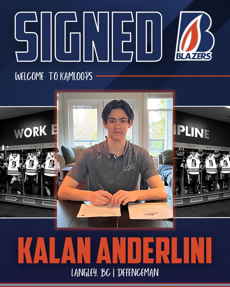 SIGNED! 🖊️ 
Kalan Anderlini has signed a WHL Scholarship and Development Agreement.  Welcome!🔥
MORE: bit.ly/41bb1T7