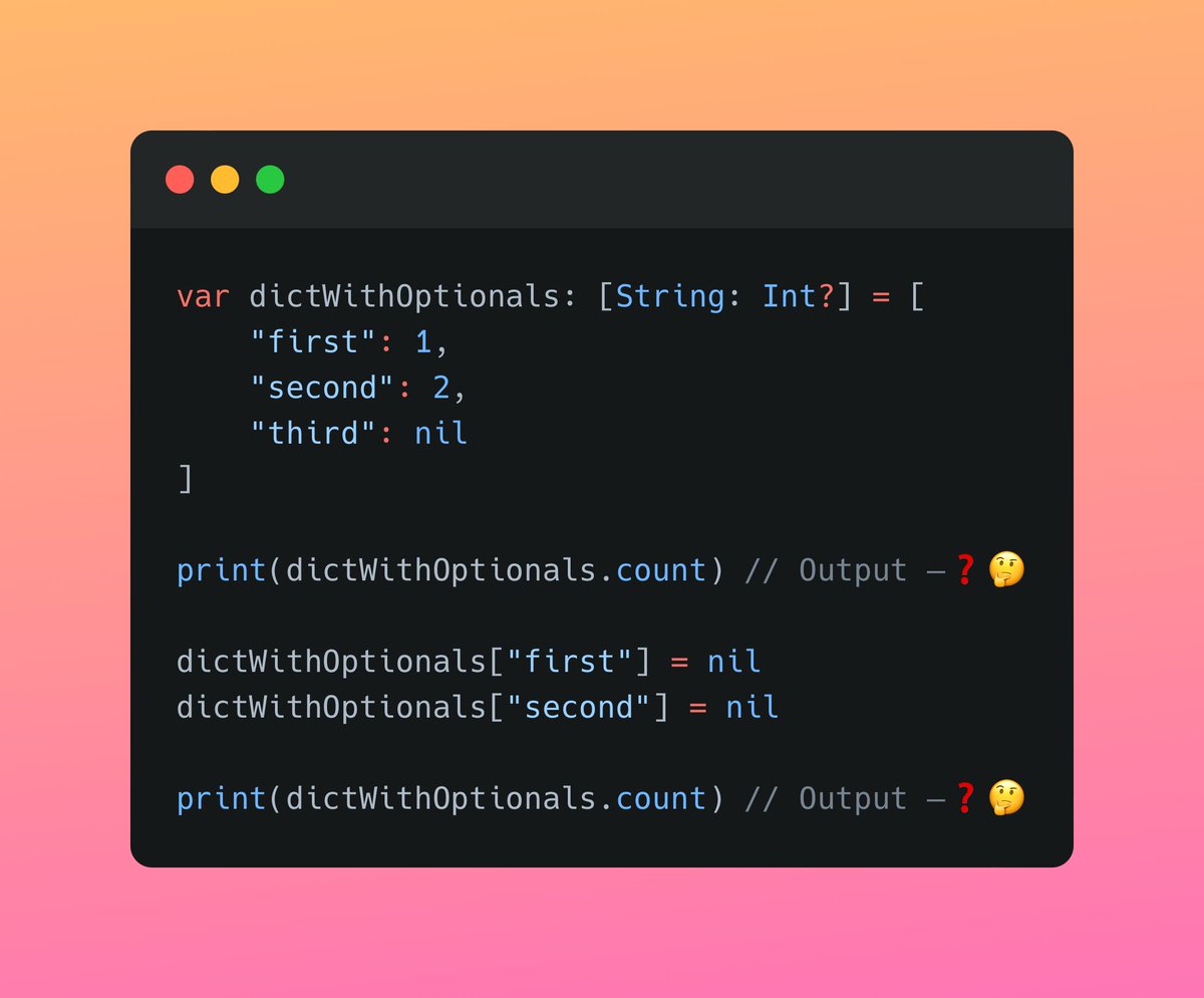 aarabianprincee's tweet photo. 🍏iOS interview question

Complexity: 🔴🔴🔴🟢🟢

Q: What result will be output as a result of this code and why?

Thread with step by step explanation🧵👇 https://t.co/7QrPwWClSU