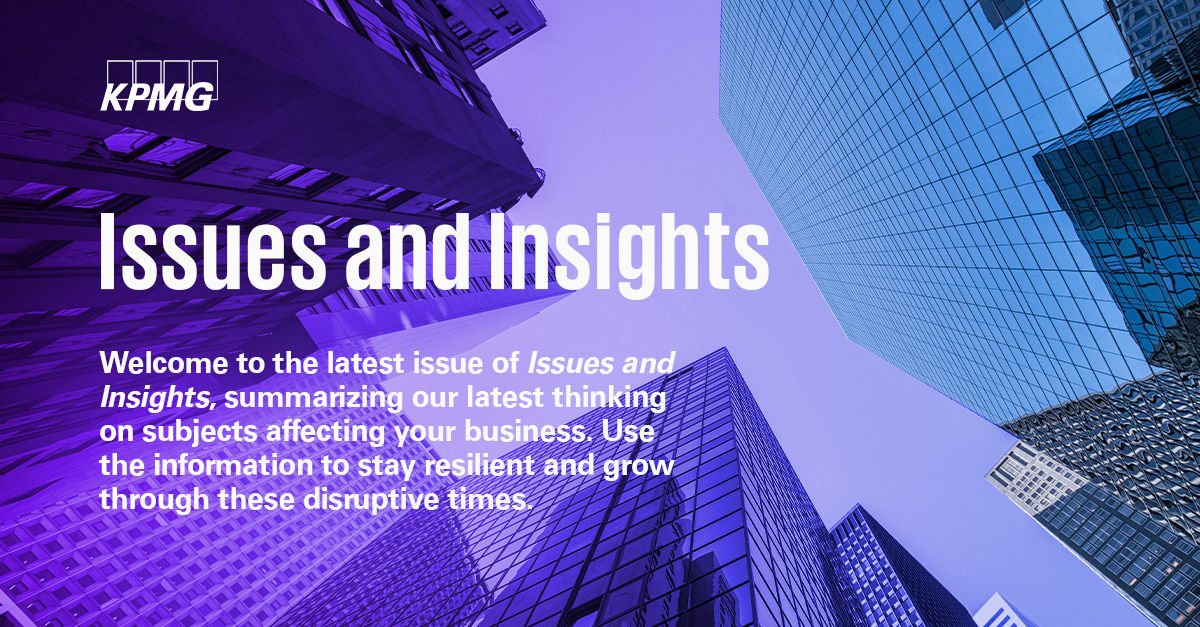 KPMG_US's tweet photo. Stay up to date with Issues and Insights from KPMG. Gain valuable information and grow through these disruptive times. https://t.co/Jk3LabfLT7 #KPMGFS #financialservices#KPMGCommercial https://t.co/yh3hlc3kT7