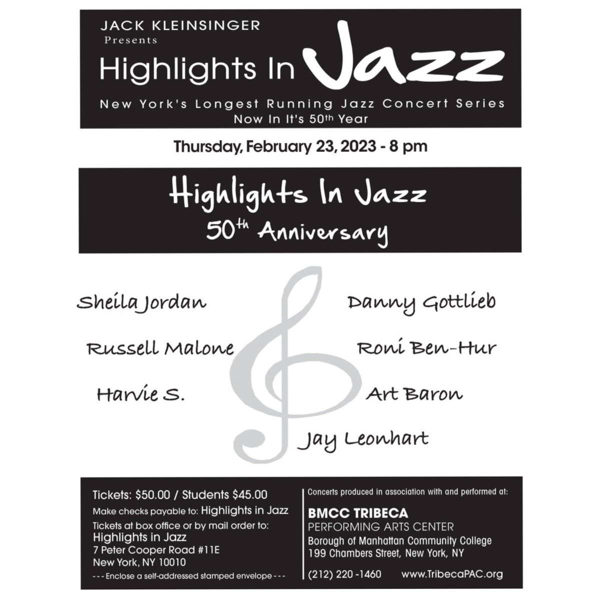 ronibenhur's tweet photo. I’m thrilled to be part of Highlights in Jazz 50th Anniversary, and in such distinguished company.

Thursday, February 23rd - 8pm at BMCC Tribeca Performing Arts Center 

Tickets: https://t.co/DvRk4hGbsf

#bmcctribeca #bmcc #anniversary #highlightsinjazz #jazztrio #jazz https://t.co/dd7m97e4vH