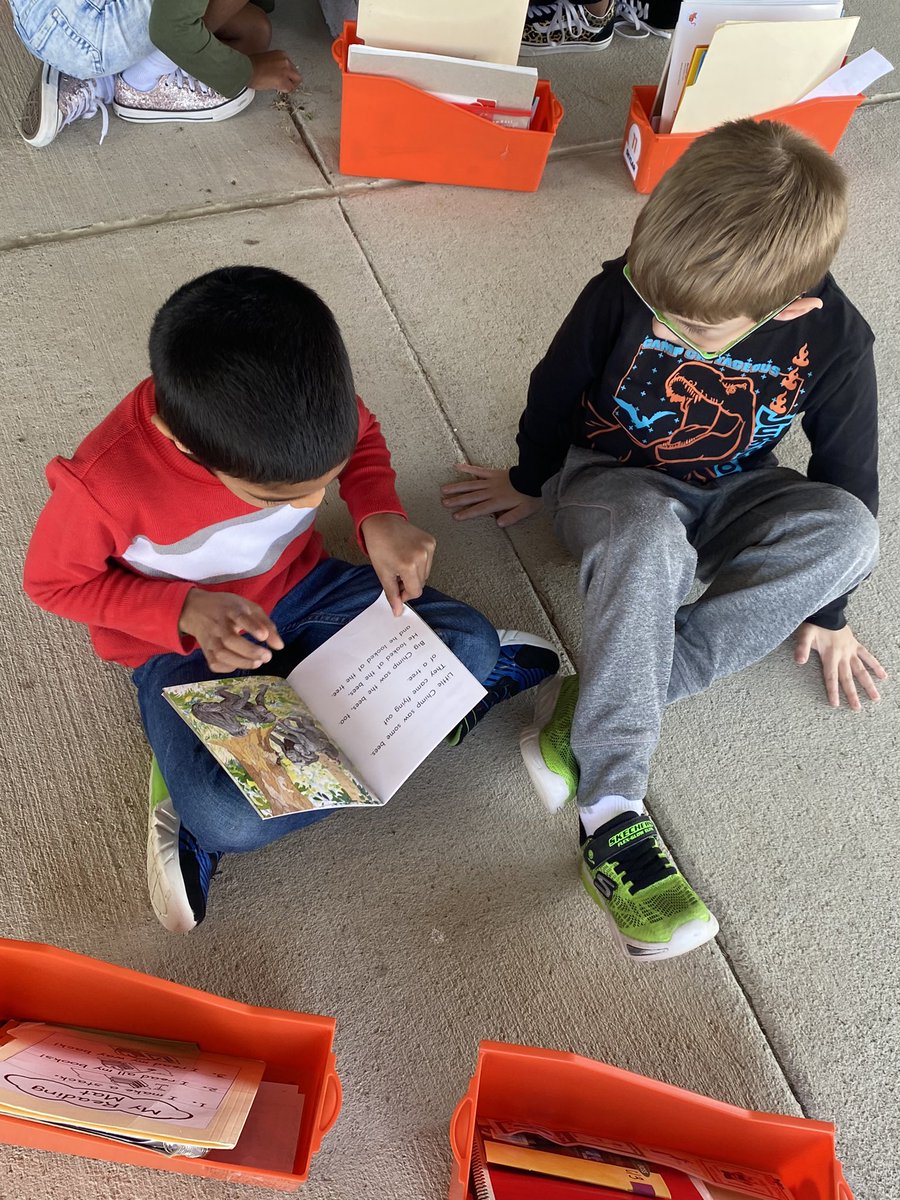WeinkeLara's tweet image. Practicing our Avid Reading skills with partners in this gorgeous weather. ☀️ @HospElementary #kindervibes