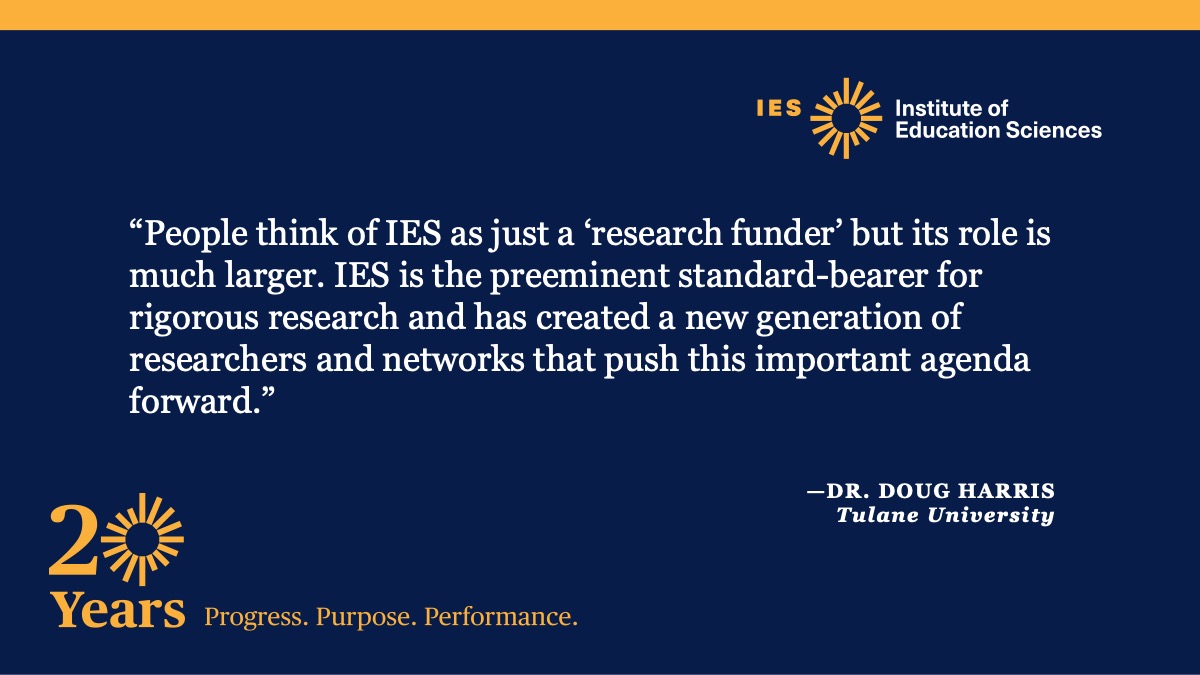 IESResearch's tweet photo. Today's stakeholder spotlight features @douglasharris99 (@Tulane). Thank you, Dr. Harris, for your dedication to rigorous standards in research. To view more of Dr. Harris' #IESFunded research, visit: https://t.co/GTnwBvfeyf #IESat20 https://t.co/9QKef91sZH