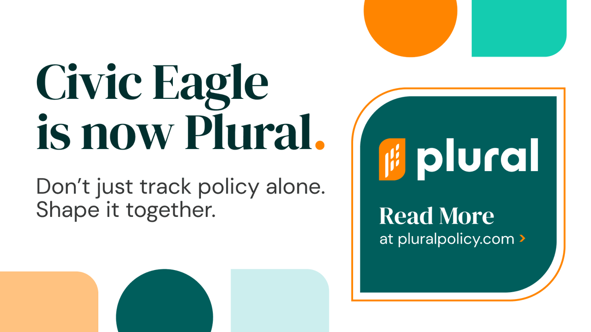 pluralpolicy's tweet photo. We have BIG news  🎉 We've rebranded! Civic Eagle is now Plural. 📣 

We still have the same mission, but with more data and better public policy outcomes.

👓 Read our blog post to learn what's next and what's behind the changes.

https://t.co/7wfdyZIeOz https://t.co/1ytKHY6tuJ