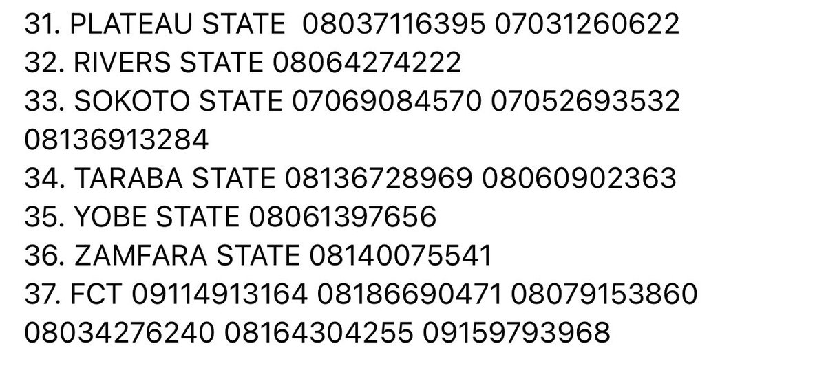 HQNigerianArmy's tweet photo. NA APPROVES HOTLINES FOR OPERATION SAFE CONDUCT

Members of the general public are please enjoined to call the phone numbers below in their various states including the Federal Capital Territory Abuja to report any security breach during the 2023 elections.https://t.co/pFndb4zxhj https://t.co/8ROUVCnrFM