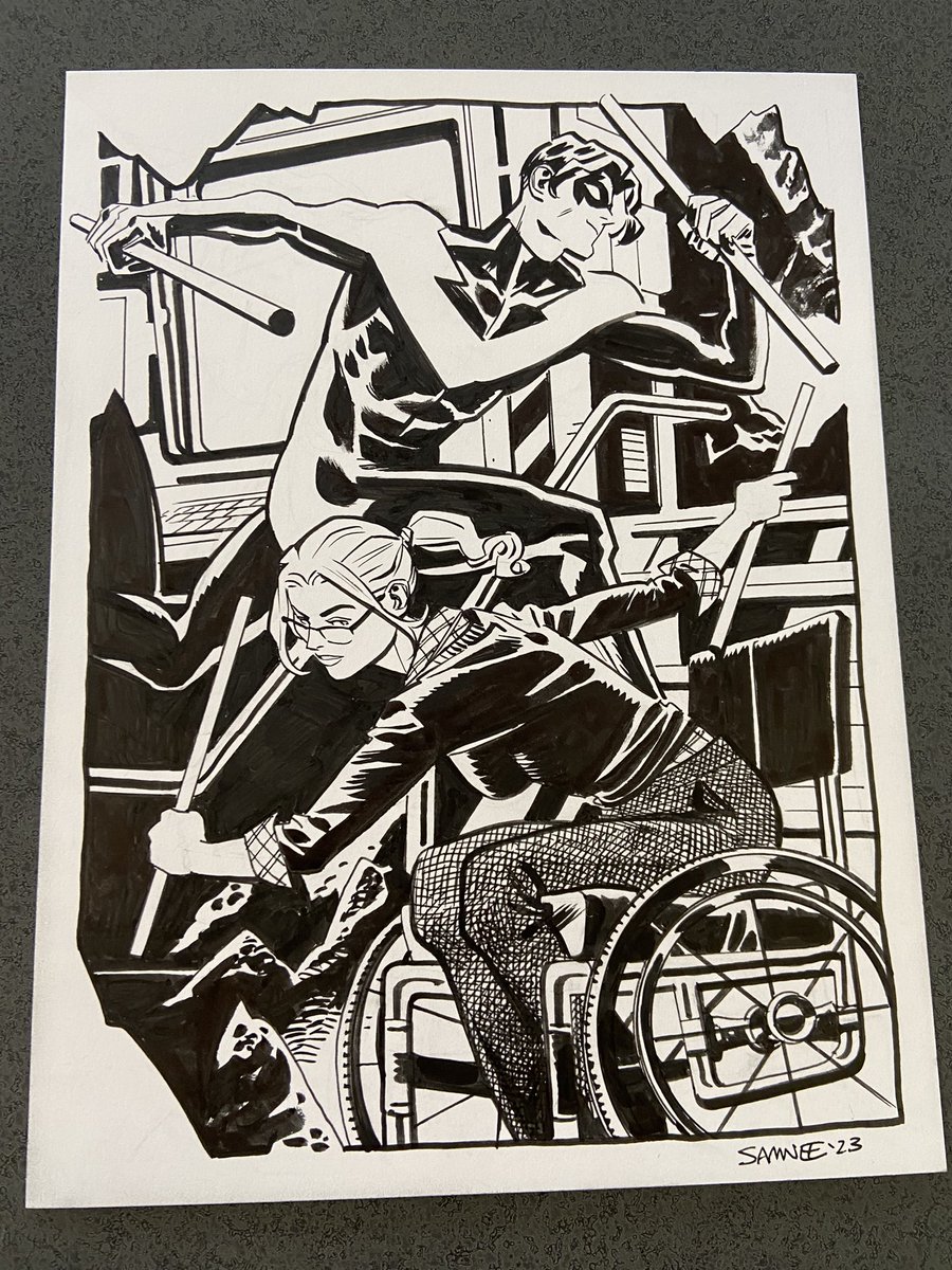 jacklazer's tweet photo. I got my @ChrisSamnee commission today and it is beautiful!
#Nightwing #Oracle https://t.co/3f0t81dqG3