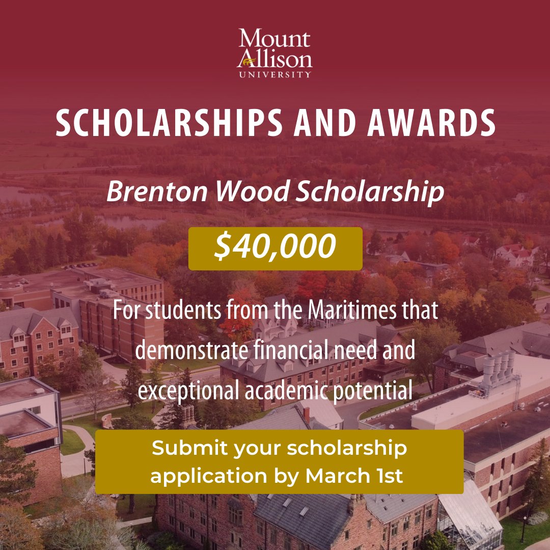 Are you a student from the Maritimes with exceptional academic potential? If yes, check out this scholarship and apply by March 1st to be considered. 

For more information, contact admissions@mta.ca.