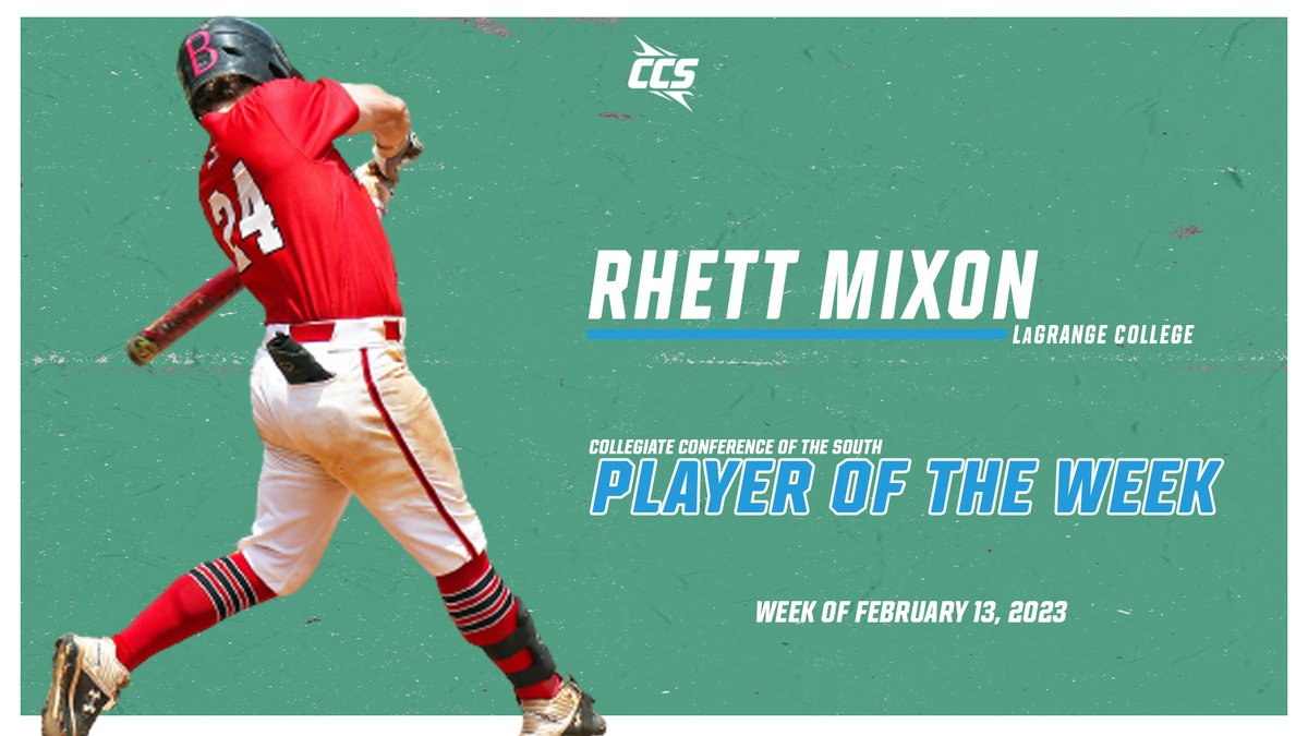🏅𝗖𝗖𝗦 𝗣𝗹𝗮𝘆𝗲𝗿 𝗼𝗳 𝘁𝗵𝗲 𝗪𝗲𝗲𝗸🏅

👉 Rhett Mixon | <a href="/LCPanthers/">LaGrange College Panthers</a>

📋 The senior outfielder delivered a tremendous opening week as he hit .455, slugged .818, and had a double, home-run and four RBIs over the course of three games💪🏼

🔗bit.ly/3Es06KS

⚾️ | #CCS