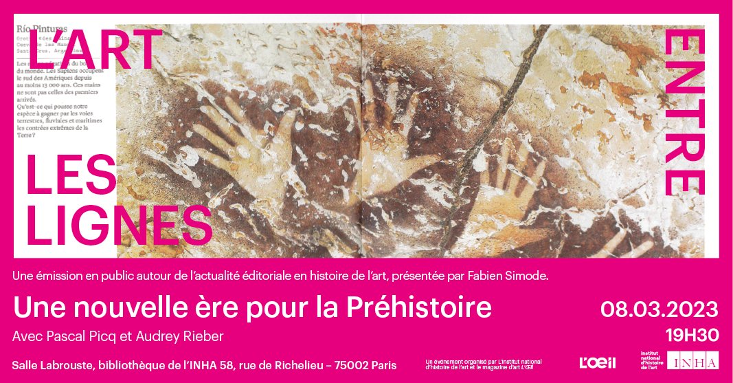 INHA (@inha_fr) on Twitter photo 👏Pour assister à la prochaine émission de l'INHA et du <a href="/MagazineLoeil/">Le Magazine L’Œil</a> « L’#Artentreleslignes » : bit.ly/3lKsf9p
Audrey Rieber - L'art avant l'art <a href="/ens_editions/">ENS ÉDITIONS</a> et <a href="/pascalpicq/">Pascal PICQ</a> Manifeste intemporel des arts de la préhistoire <a href="/Ed_Flammarion/">Editions Flammarion</a> seront les invités ! 👏Pour assister à la prochaine émission de l'INHA et du <a href="/MagazineLoeil/">Le Magazine L’Œil</a> « L’#Artentreleslignes » : bit.ly/3lKsf9p
Audrey Rieber - L'art avant l'art <a href="/ens_editions/">ENS ÉDITIONS</a> et <a href="/pascalpicq/">Pascal PICQ</a> Manifeste intemporel des arts de la préhistoire <a href="/Ed_Flammarion/">Editions Flammarion</a> seront les invités !