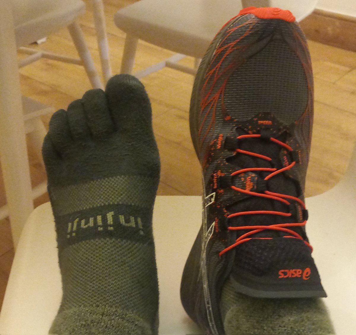 Think the trial is over, Green goblin socks and Spiderman shoes.