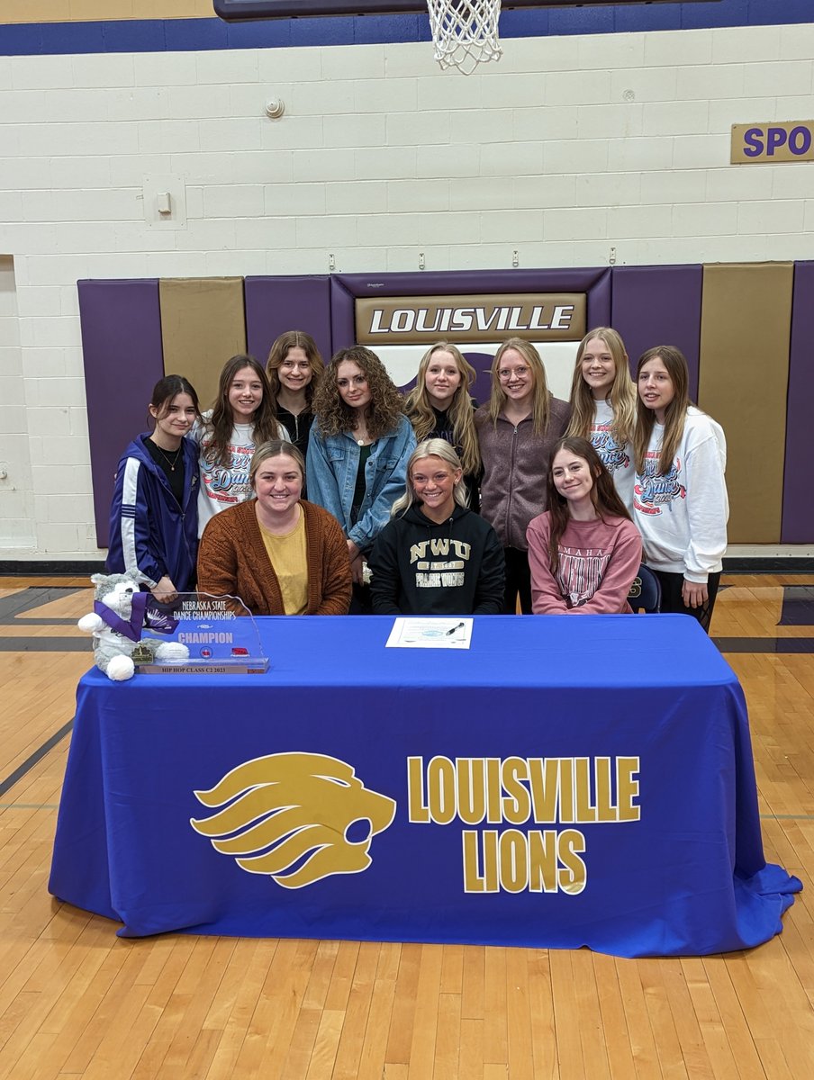 pride_purple's tweet photo. Congrats to Ella Aaberg on signing to continue her academic and dance careers at Nebraska Wesleyan University!

#LouisvilleLions
#CementCity
#PurplePride https://t.co/rgmlX01zXr