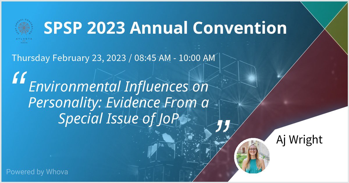 aj_wright19's tweet image. Another year, another weird Whova creation

Excited to give a talk on life events &amp;amp; personality consistency at the Personality Preconference!

If you’ll be at #SPSP, I 10/10 recommend checking out this awesome symposium filled with great research from a special issue of JoP!