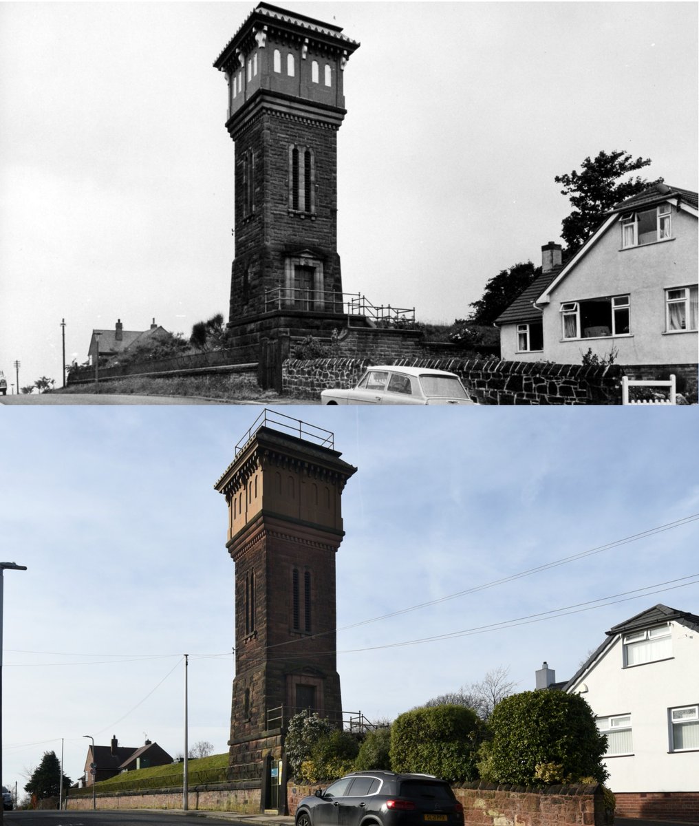 Reservoir Road, Woolton, 1960s and 2023

I'm told this is the highest ground in the city, at 89m above sea level - some more info on the reservoir here... flickr.com/photos/4892112…
