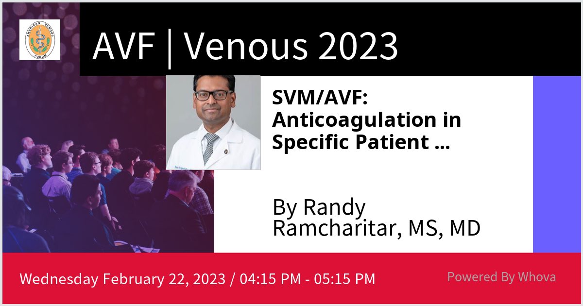 I am speaking at AVF | Venous 2023. Please check out my talk if you're attending the event!  - via #Whova event app