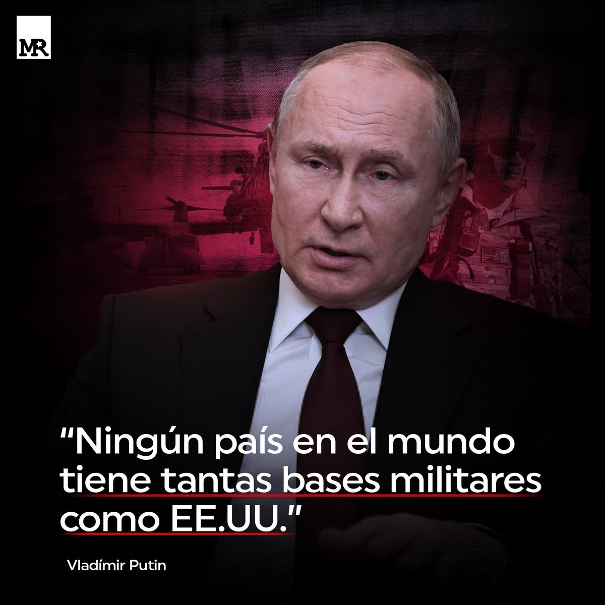 #Internacional | El presidente de #Rusia, Vladímir Putin expresó que "Ningún país en el mundo tiene tantas bases militares como #EEUU". 🇷🇺🗣

#ManifiestoRevolucionario  <a href="/mae_rusia/">Cancillería de Rusia 🇷🇺</a>