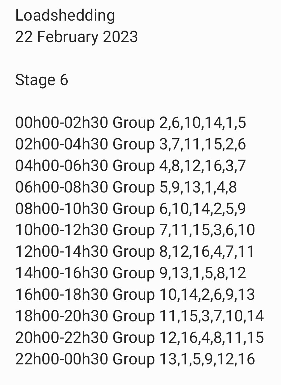 City Of Tshwane On Twitter Loadshedding 22 February 2023 Https t City of tshwane on twitter loadshedding 22 february 2023 https t