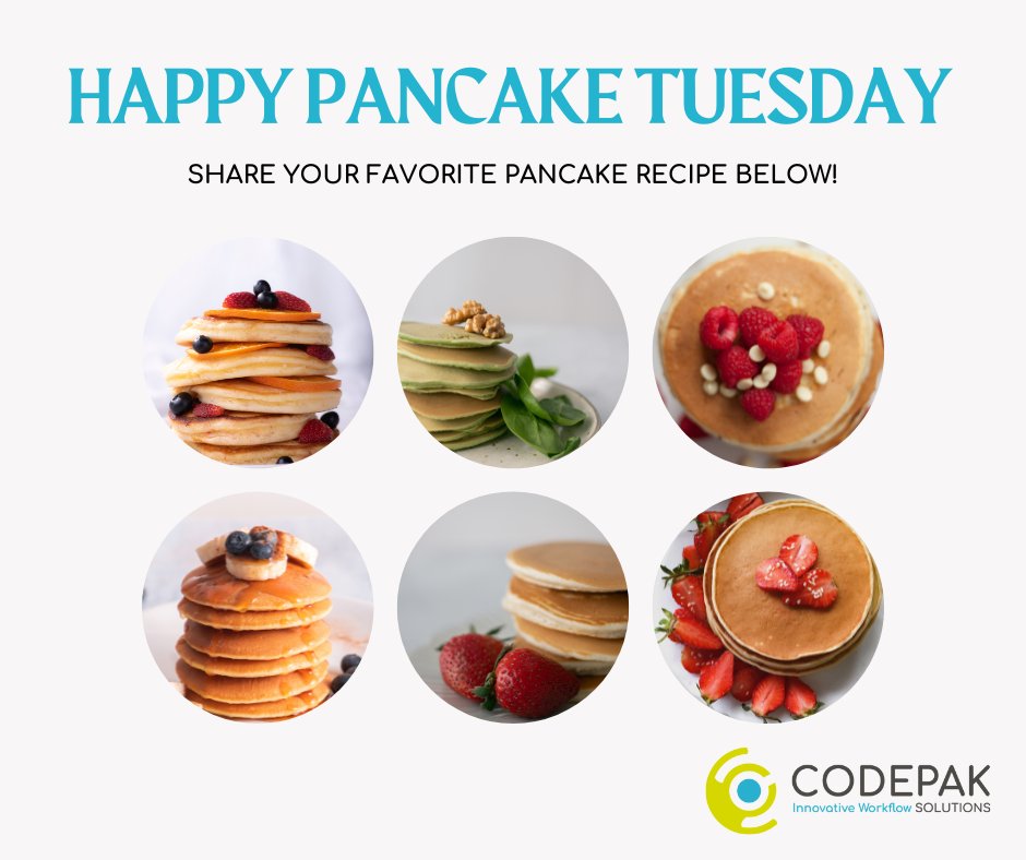 CodepakSolution's tweet image. Here at Codepak we love pancakes! How do you like yours?
Share your favorite recipe below.
#recipe #pancake #pancakerecipe #pancaketuesday #pancakeday #tasty