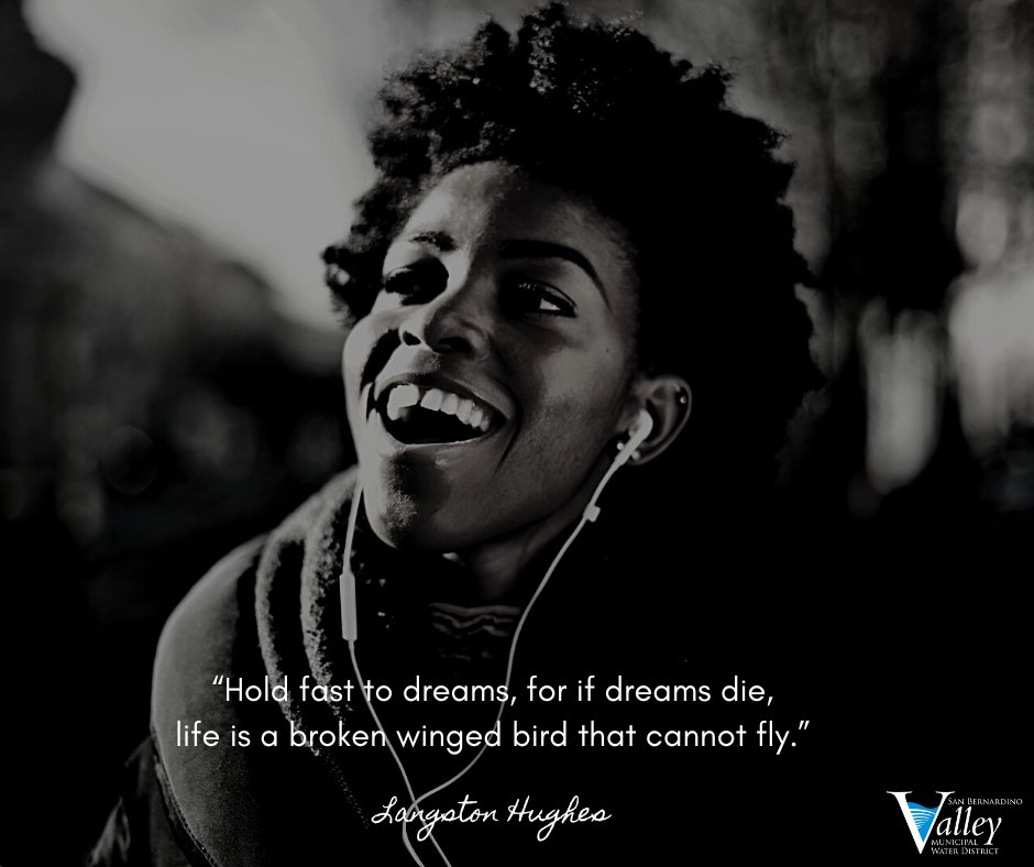 SBVMWD's tweet photo. Black History Month
Yesterday – Today – Tomorrow

San Bernardino Valley honors African Americans that have contributed to the past, today, and in the future. 
“Hold fast to dreams, for if dreams die, life is a broken-winged bird that cannot fly.”~Langston Hughes https://t.co/aQCFQpnQYS