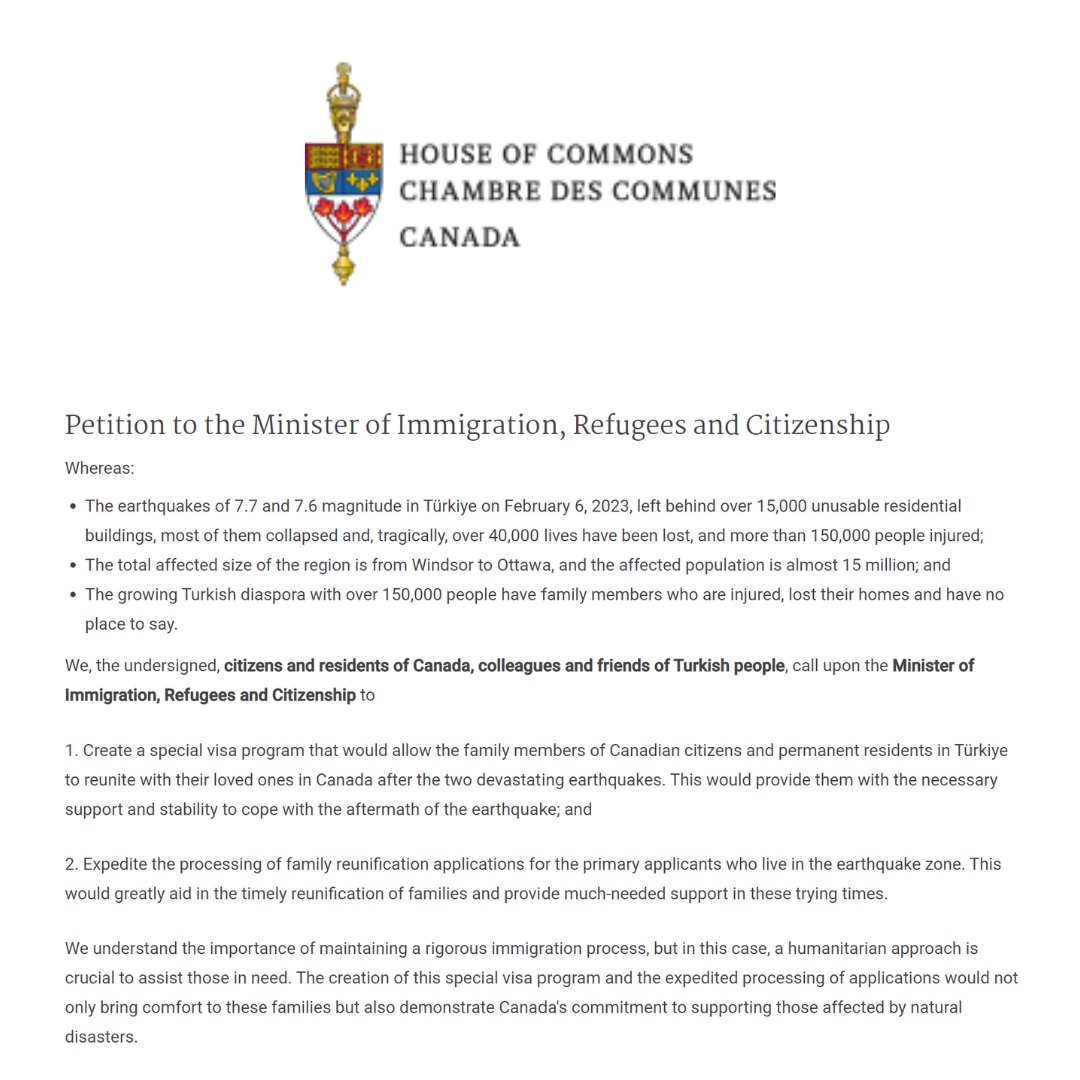 Citizens and residents of Canada, please sign the petition at the following link. petitions.ourcommons.ca/en/Petition/De…
Special thanks to Alper Kırtıl, @EbruAlbayRCIC, <a href="/Melek_Kaniyolu/">kanadayagocmenlik</a>, <a href="/GKazazoglu/">Gozde Kazazoglu</a>, <a href="/iremreports/">Irem Koca</a>,  <a href="/irepcg/">irep guner cakir</a>, and Burcu Kaptan TSNS, for taking the lead on this initiative!