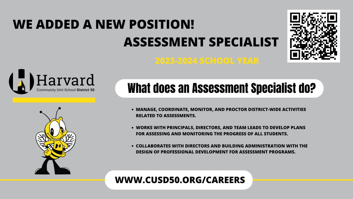 Harvard CUSD 50 Careers (@harvard50career) on Twitter photo Do you love to be organized & support teachers' understanding of assessment and data? Then this may be the position for you. Apply today to be <a href="/HarvardD50/">Harvard CUSD 50</a> Assessment Specialist #HarvardRising #d50careers
cusd50.tedk12.com/hire/ViewJob.a… Do you love to be organized & support teachers' understanding of assessment and data? Then this may be the position for you. Apply today to be <a href="/HarvardD50/">Harvard CUSD 50</a> Assessment Specialist #HarvardRising #d50careers
cusd50.tedk12.com/hire/ViewJob.a…