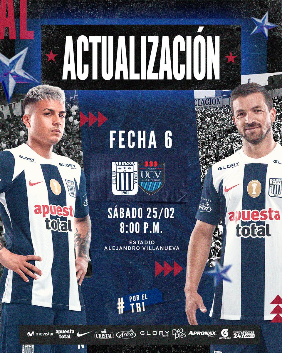 ClubALoficial's tweet photo. ❗️ 𝗔𝗖𝗧𝗨𝗔𝗟𝗜𝗭𝗔𝗖𝗜𝗢́𝗡❗️

Tenemos nuevo horario para el partido ante @clubucv este sábado en casa. ⚪️🔵

Adquiere tus entradas aquí➡️ https://t.co/bJ4CVF1bYg

#PorElTri
#AlianzaBicampeón https://t.co/sn0K8fQV0E