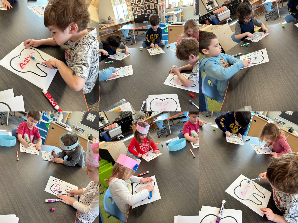 Name writing practice on teeth today for Dental Health Month! We brushed away our names after tracing ❤️ #PreschoolLife #dcwestpride <a href="/DCWestFalcons/">DCWest Falcons</a> @DCWElementary