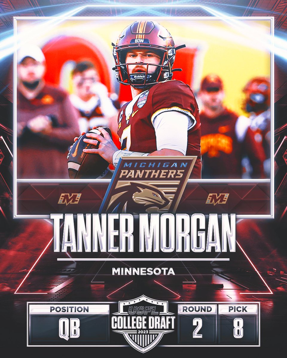With the 8th pick of the 2023 USFL College Draft, the Panthers select QB Tanner Morgan 🐾 #LetsHunt