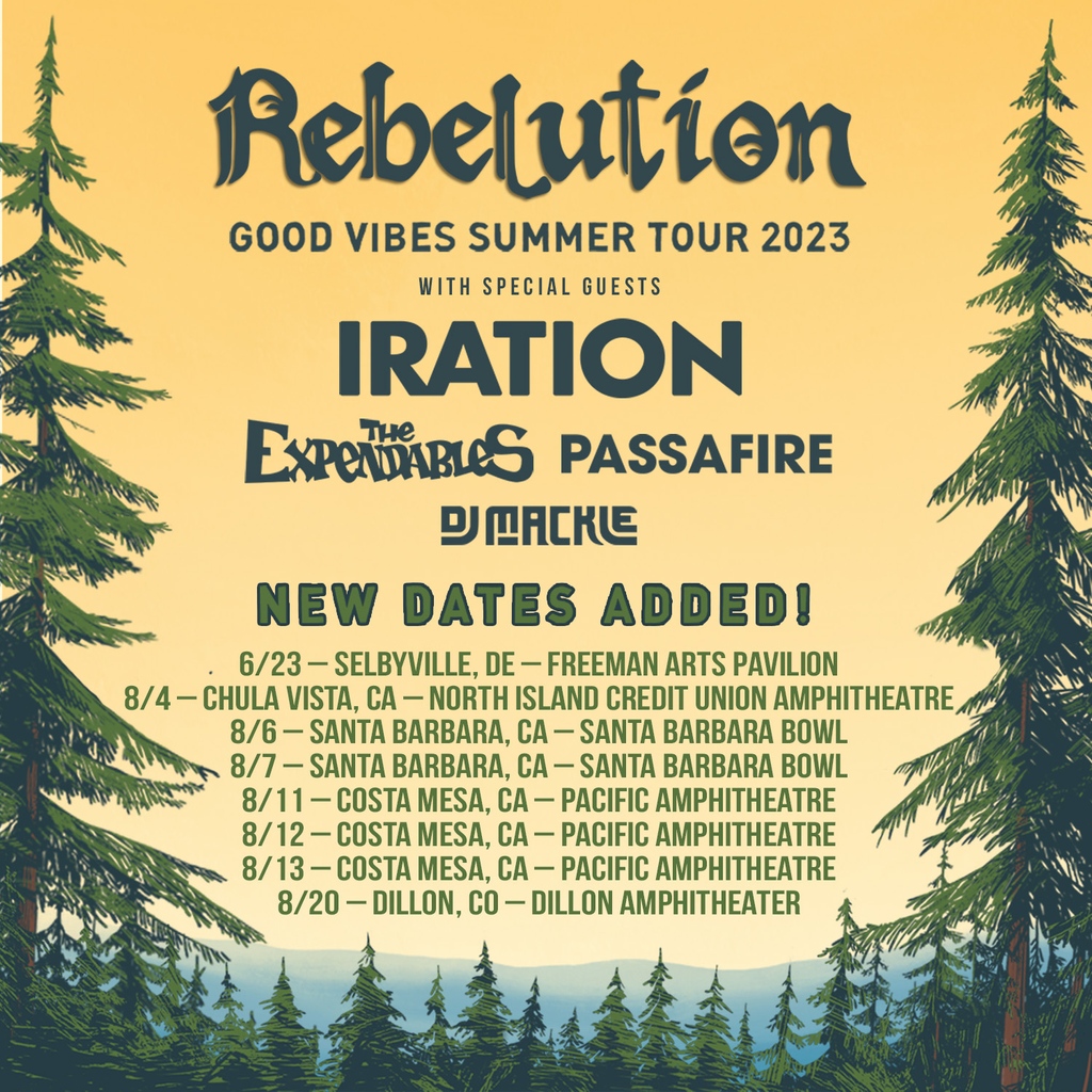 Iration's tweet photo. EVEN MORE GOOD VIBES ADDED 🌲 Tickets for DE*, CA and CO shows go on sale tomorrow, 2/22 at 1pm ET! Visit https://t.co/LWqPuyYjpJ for more details #GVST ⁠
⁠
*Tickets for Selbyville, DE will go on sale Thursday, February 23 at 9am ET https://t.co/2k3wGeqG0H