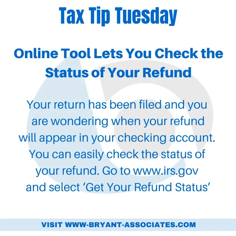 BryantCPA's tweet photo. #tax #taxes #taxtiptuesday #taxplanning #businesstip #CPA #smallbusiness #smallbusinessowner #smallbiz #smallbizowner #entrepreneur #bryantassociates #lnk #accountant #taxpreparer #onlinetools #tool #refundstatus #taxrefund https://t.co/MYVqsQ8bJ8