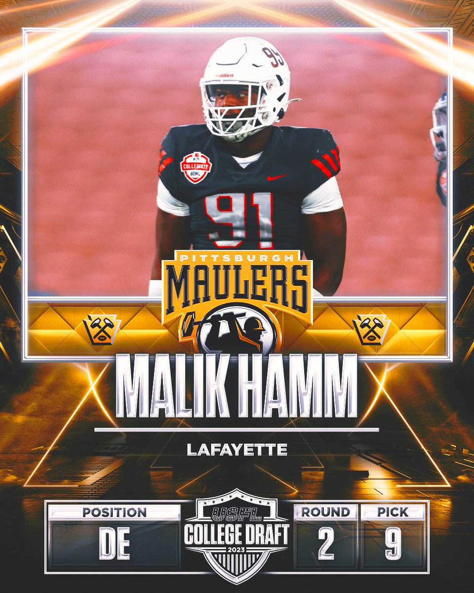 We've got a good feeling about this one 🙌 With the 9th pick of the 2023 USFL College Draft, we select Malik Hamm 🔨