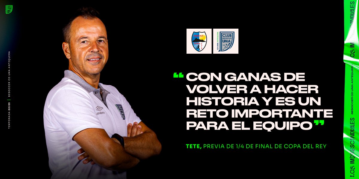 🏆🗣️ 𝐂𝐎𝐏𝐀 𝐃𝐄𝐋 𝐑𝐄𝐘 | La previa de la eliminatoria de 1/4 de final 👉🏻 <a href="/peniscolafs/">Servigroup Peñíscola FS</a> 🆚 <a href="/besoccer_ES/">BeSoccer</a> #CDUMAAntequera 

📅 Miércoles 22 de febrero
⌚ 20.00 horas
📍 Pabellón Juan Vizcarro

📹 Vídeo con las declaraciones ⬇️
youtu.be/YPMcR9cCEiU

#GoUMA 💚