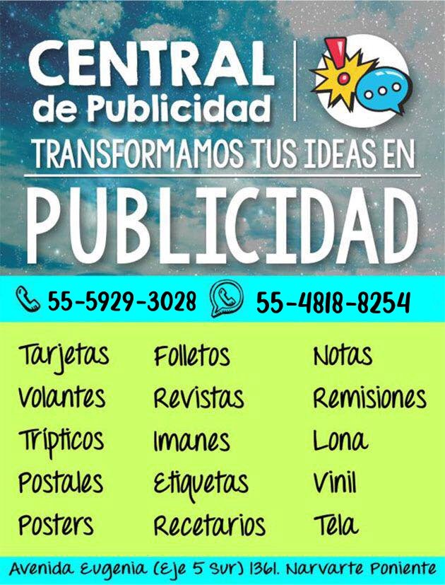 CdPublicidad's tweet photo. Todo lo que necesitas para hacerle #Publicidad  a tu #negocio  o #Servicios  lo encontrarás en Central de Publicidad. Solicita informes y cotizaciones al #WhatsApp : 55-4818-8254
Estamos en la #Narvarte #CDMX , a la vuelta del #MetroCDMX  Eugenia. https://t.co/mWzEogaWGW