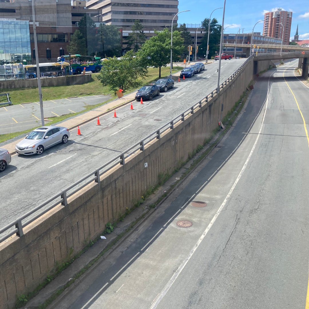 hfxgov's tweet photo. Another milestone ✅ in the #CogswellDistrict.

Crews have removed the ramp and retaining wall which connected Barrington St. to Hollis St. 

The soil from this area will be used to build up the future roundabout. For more: https://t.co/t7y7eW27r3 https://t.co/NLwmlVrQ45