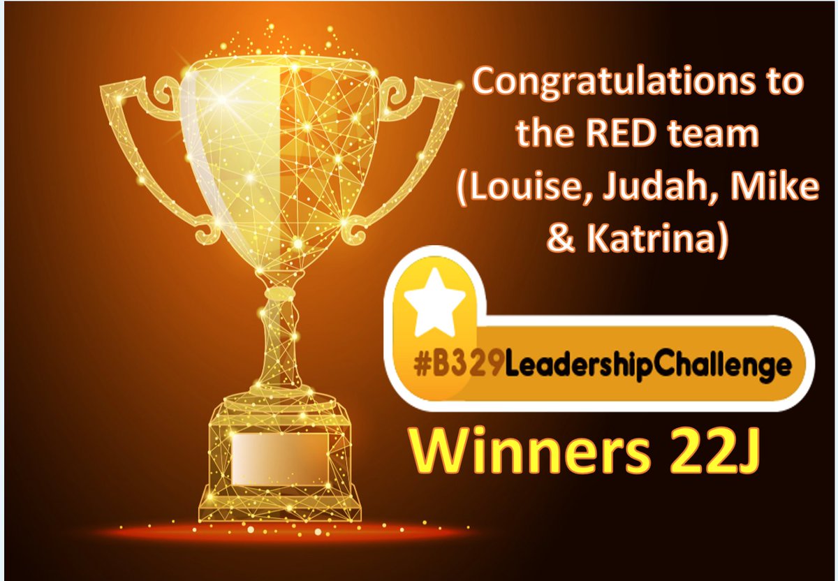 Judah S-C (@judah_sc) on Twitter photo We won the #B329leadershipchallenge for our tutor group!! Very proud of the #RedTeam and what we turned out!
Thank you to <a href="/kristina_risley/">Kristina Risley</a> and <a href="/OpenUniversity/">The Open University</a> for this experience. I've really enjoyed #OUB329 .
Congratulations <a href="/LouiseAbson/">Louise Abson</a> <a href="/wmikewoods/">Mike</a> & <a href="/KATRINAGIBBONS3/">KATRINA GIBBONS</a> ! We won the #B329leadershipchallenge for our tutor group!! Very proud of the #RedTeam and what we turned out!
Thank you to <a href="/kristina_risley/">Kristina Risley</a> and <a href="/OpenUniversity/">The Open University</a> for this experience. I've really enjoyed #OUB329 .
Congratulations <a href="/LouiseAbson/">Louise Abson</a> <a href="/wmikewoods/">Mike</a> & <a href="/KATRINAGIBBONS3/">KATRINA GIBBONS</a> !