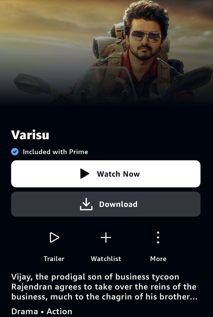 suryaaaahhh's tweet photo. Pongal Winner Thalapathy's #varisumegablockbuster 

#Varisu is now streaming on @PrimeVideoIN ❤👍 #VarisuOnPrime https://t.co/2tDst8T5oh