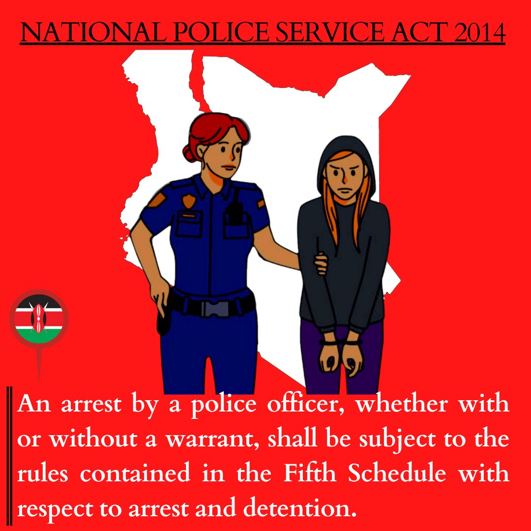 MissingVoicesKE's tweet photo. "An arrest by a police officer, whether with or without a warrant, shall be subject to the rules contained in the Fifth Schedule with respect to arrest and detention." ~ National Police Service Act 2014

#EndPoliceBrutality 
#EndPoliceKillings
#EndEnforcedDisappearances https://t.co/irO8gbHJr2