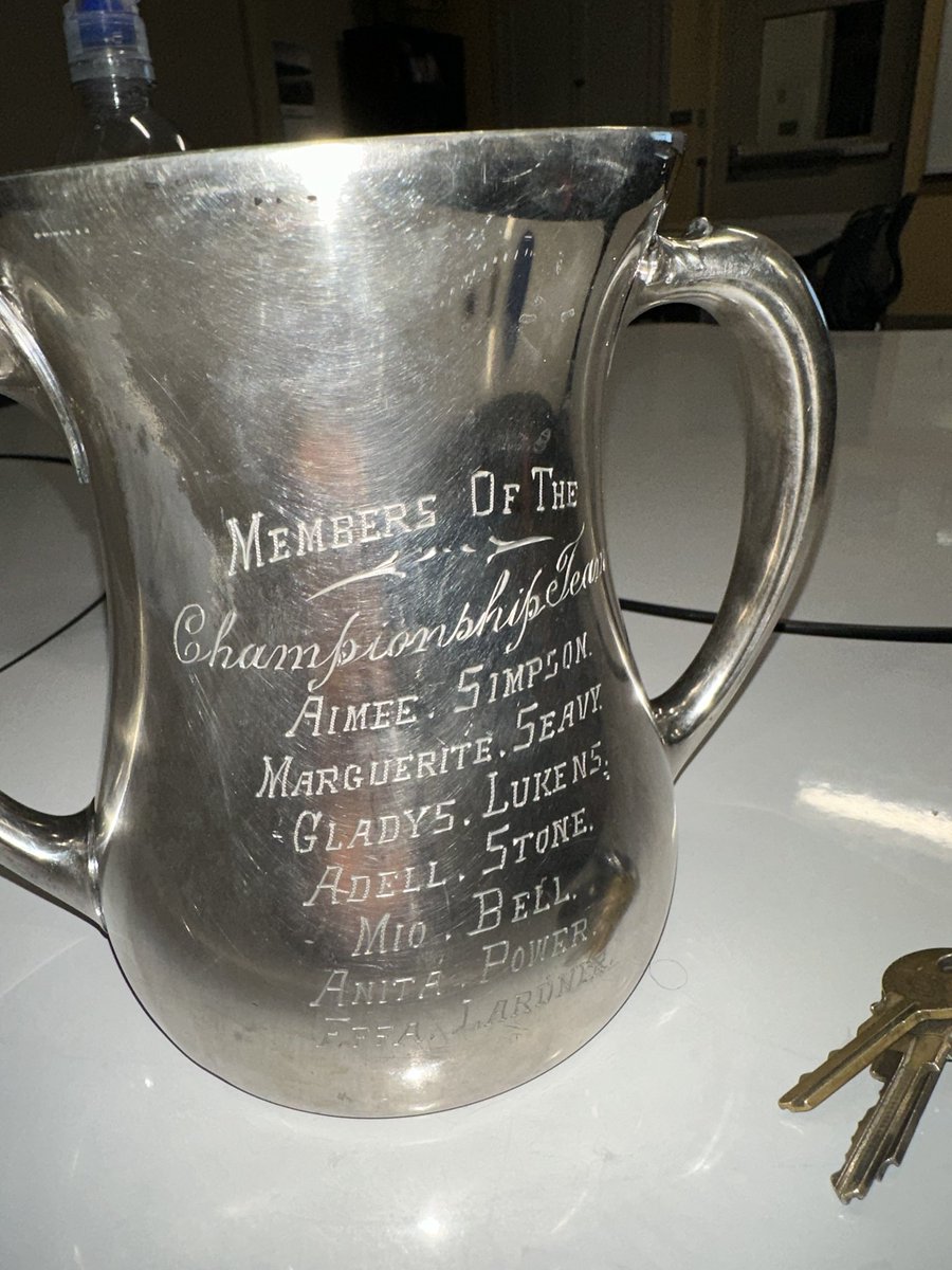 PlacerHOF's tweet photo. Trophy from the 1907-08 Girls Basketball Team.  Found in a pawn shop in Idaho and sent to the HOF committee. https://t.co/MDf263ONuw