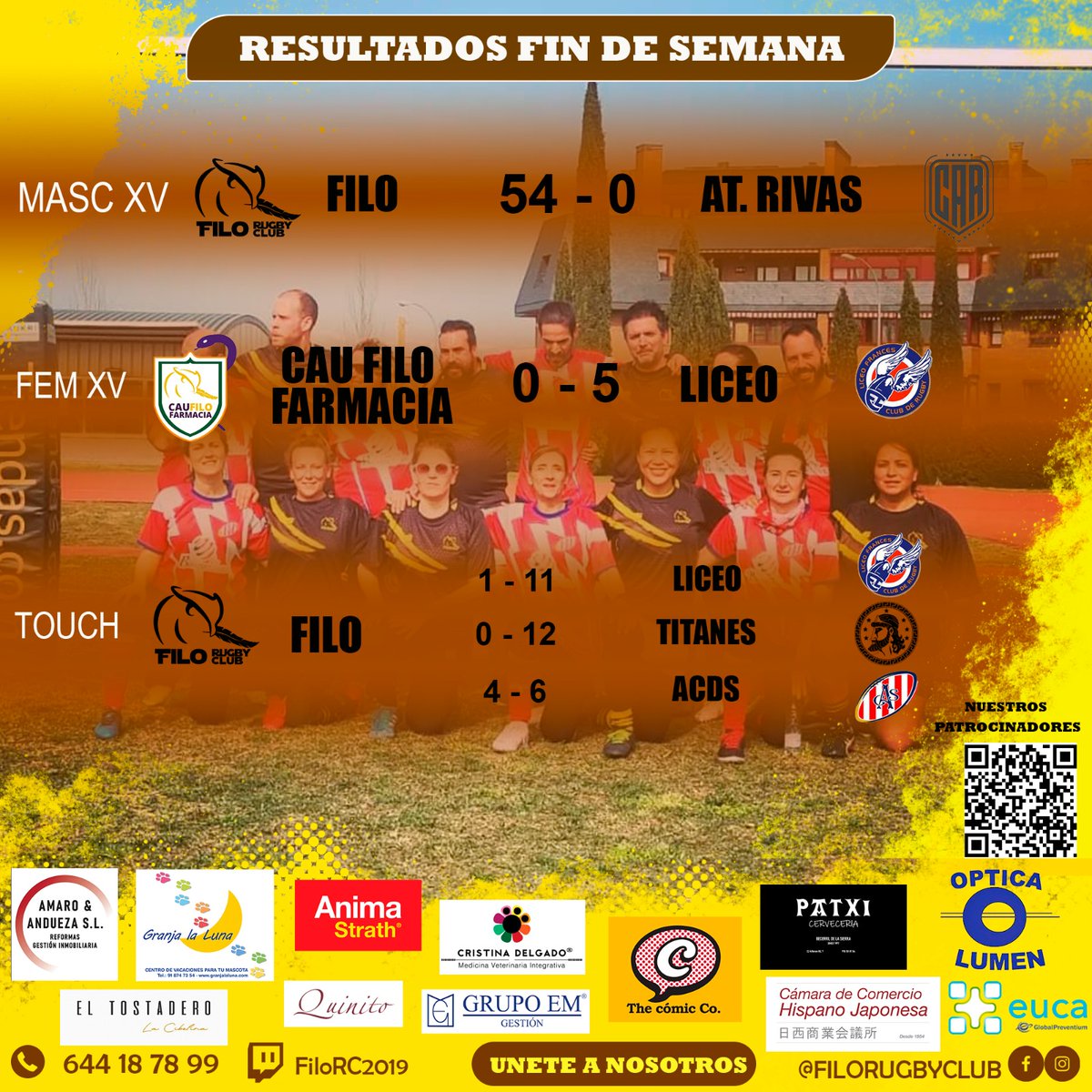 filo_rugby_2019's tweet photo. #FiloJORNADA / Este fin de semana ha estado cargado de rugby, dando comienzo a la jornada #FiloMASC que ganó frente a @atleticoRivas. 

Las chicas y #FiloTOUCH no lo tuvieron nada fácil y, tras lucharlo mucho, perdieron contras sus rivales. 

#AúpaFilo https://t.co/QOVwGVrn1X