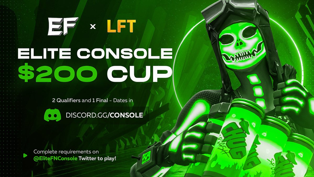 EliteFNConsole's tweet image. Elite Console $200 Cup! 💰

To play, complete the following:
1) Follow @EliteFNConsole 📝
2) Retweet &amp;amp; Like ♻️
3) @ a Friend below 👥

Join discord.gg/console and send proof of completing the above requirements to be granted the role, and one final step in the server! 💚